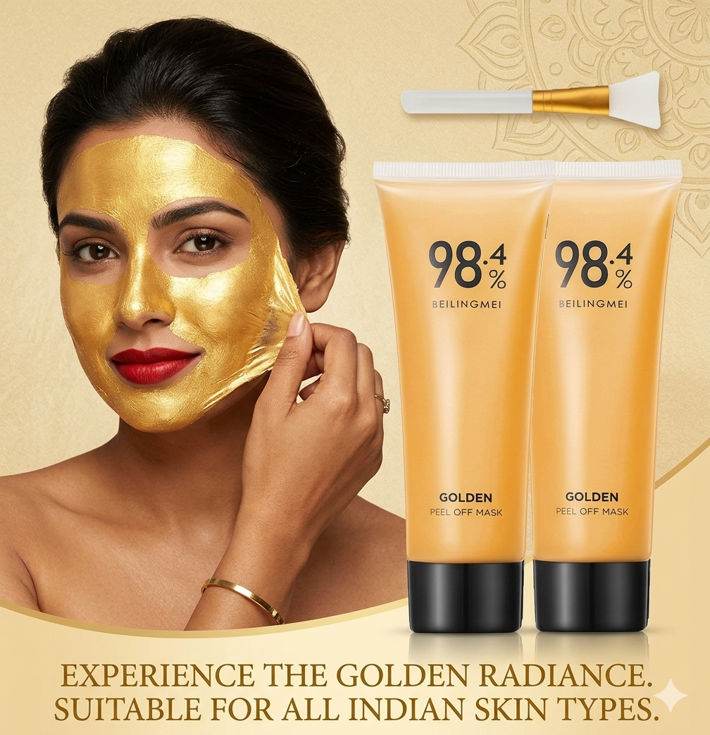 SheGlow 24K Radiance Gold Peel-Off Mask | Instant Glow & Anti-Wrinkle | Pack of 2 (200g)